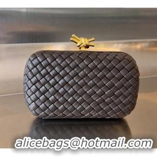 Best Product Bottega Veneta Knot Minaudiere Clutch in Padded Intreccio Leather 717622 Fondant Brown 2024