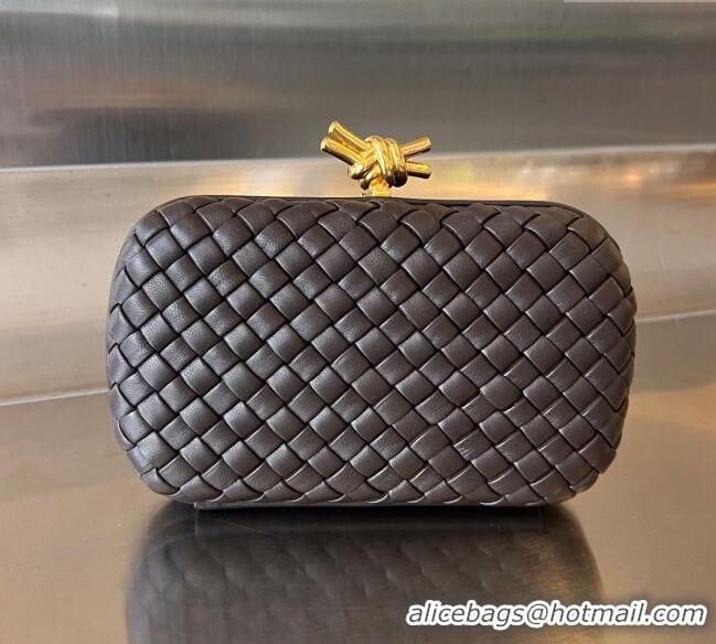 Best Product Bottega Veneta Knot Minaudiere Clutch in Padded Intreccio Leather 717622 Fondant Brown 2024