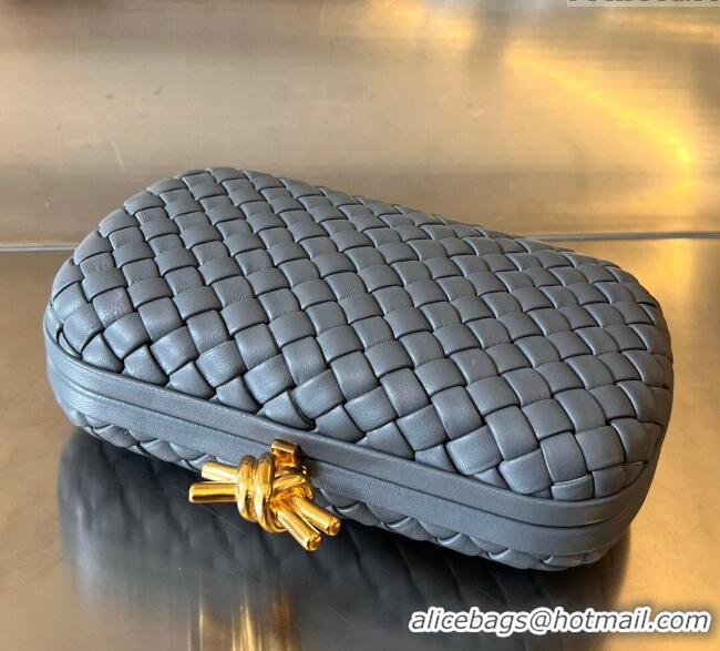 Discount Bottega Veneta Knot Minaudiere Clutch in Padded Intreccio Leather 717622 Thunder Grey 2024