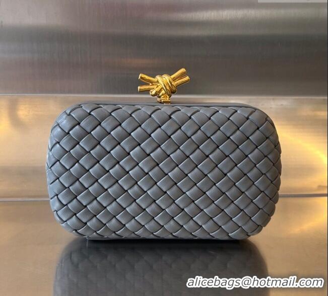 Discount Bottega Veneta Knot Minaudiere Clutch in Padded Intreccio Leather 717622 Thunder Grey 2024