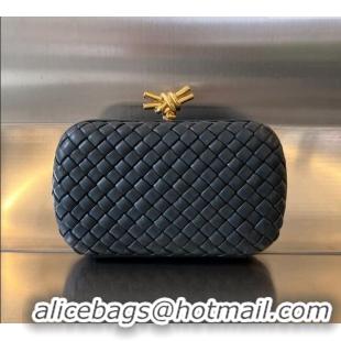 Big Discount Bottega Veneta Knot Minaudiere Clutch in Padded Intreccio Leather 717622 Dark Blue 2024