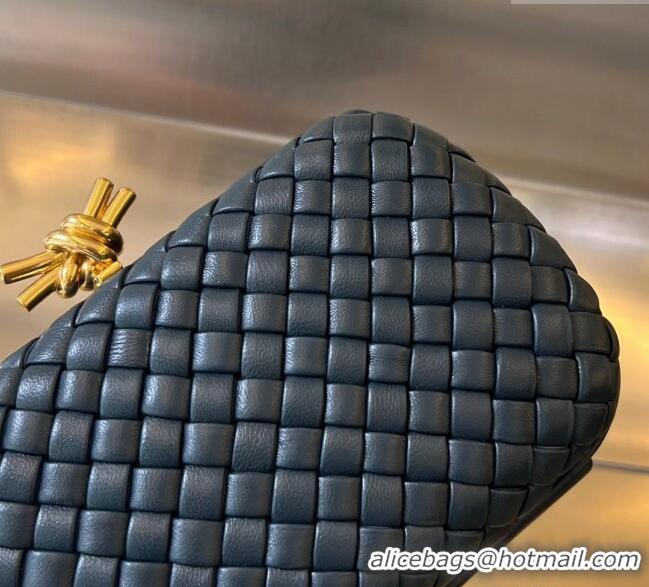 Big Discount Bottega Veneta Knot Minaudiere Clutch in Padded Intreccio Leather 717622 Dark Blue 2024