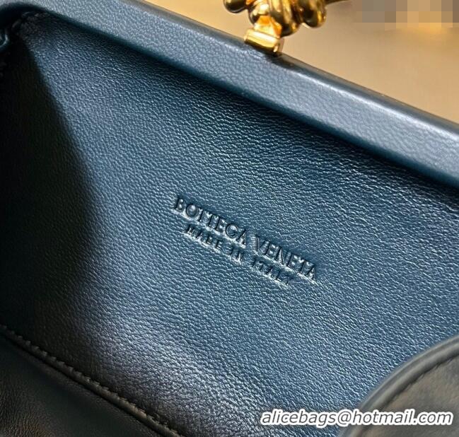 Big Discount Bottega Veneta Knot Minaudiere Clutch in Padded Intreccio Leather 717622 Dark Blue 2024