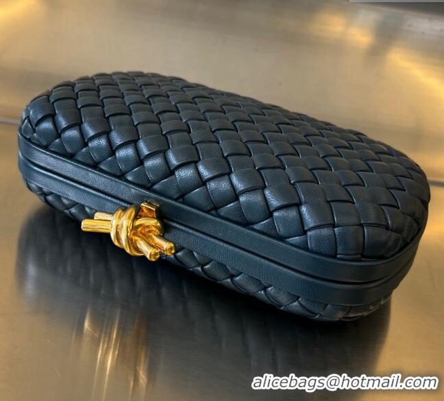 Big Discount Bottega Veneta Knot Minaudiere Clutch in Padded Intreccio Leather 717622 Dark Blue 2024