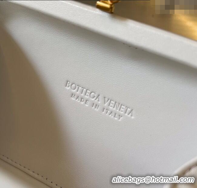 New Design Bottega Veneta Knot Minaudiere Clutch in Padded Intreccio Leather 717622 White 2024