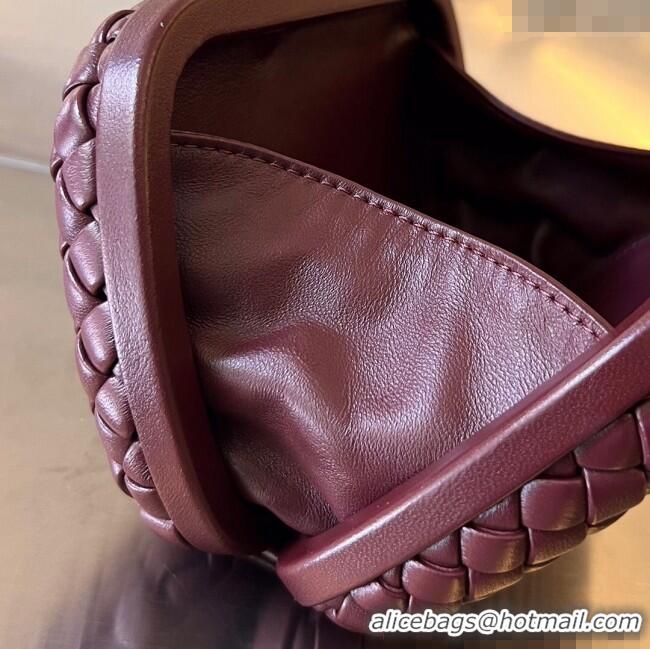 Luxury Discount Bottega Veneta Knot Minaudiere Clutch in Padded Intreccio Leather 717622 Burgundy 2024