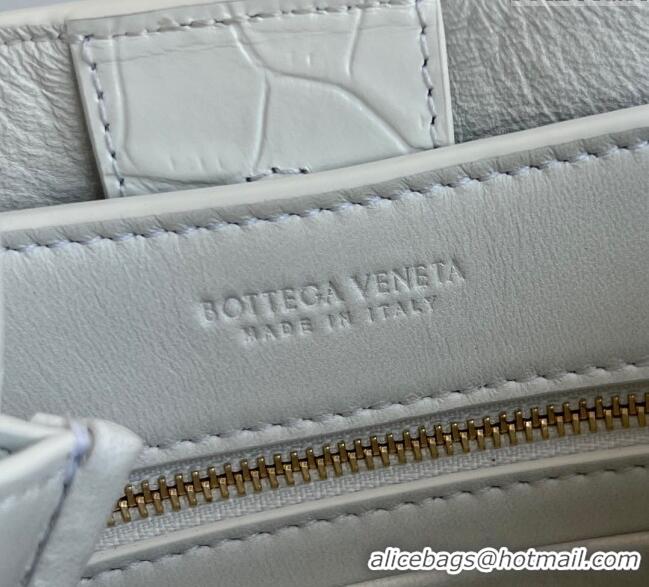 Popular Style Bottega Veneta Andiamo Mini Bag in Crocodile Embossed Leather 777614 White 2024