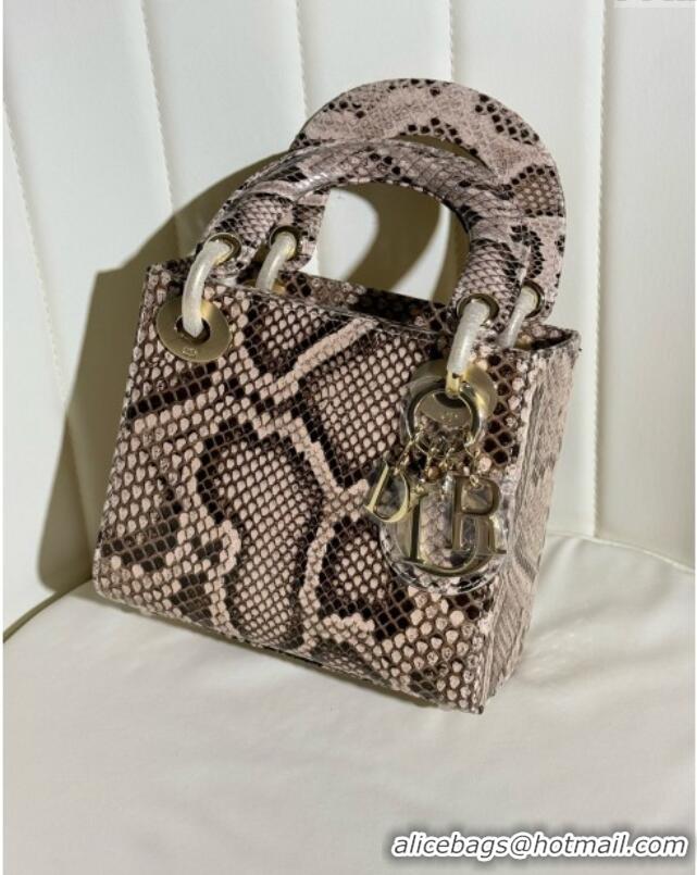 Buy Inexpensive Dior Mini Lady Dior Bag in Python Leather D123007 Grey/Gold 2024