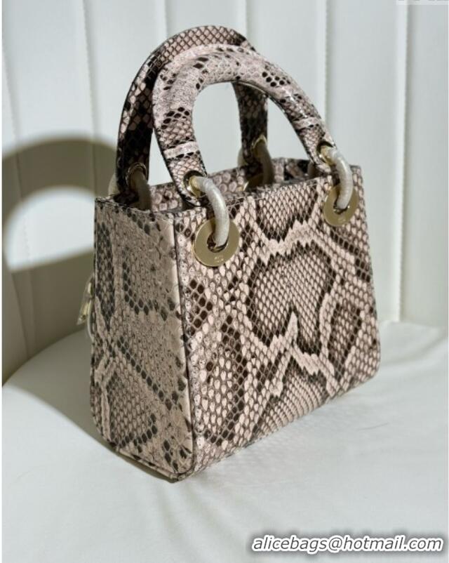 Buy Inexpensive Dior Mini Lady Dior Bag in Python Leather D123007 Grey/Gold 2024