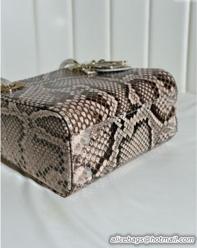 Buy Inexpensive Dior Mini Lady Dior Bag in Python Leather D123007 Grey/Gold 2024