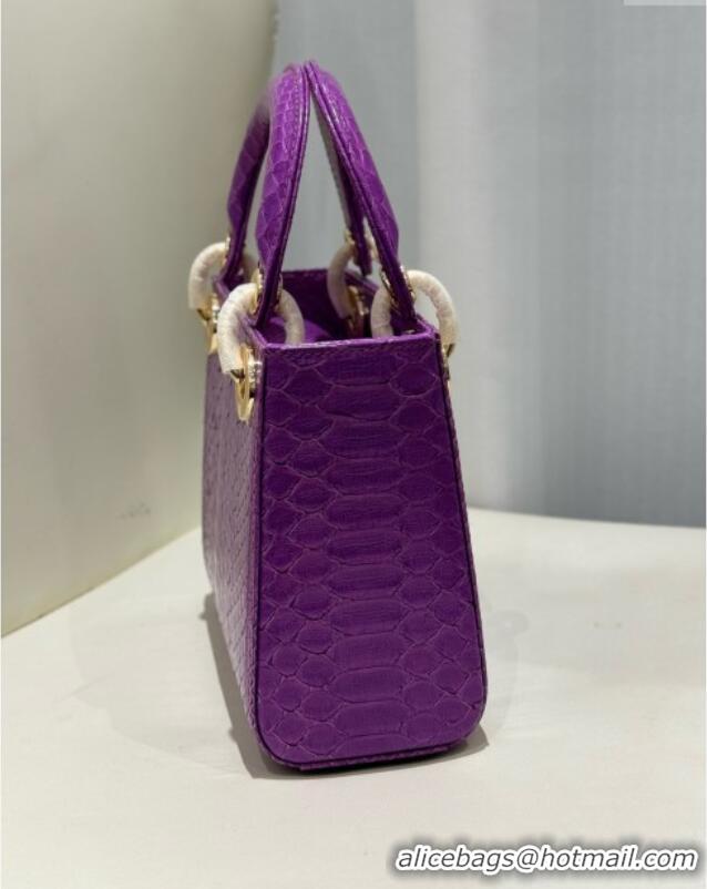 Traditional Specials Dior Mini Lady Dior Bag in Python Leather D123012 Purple/Gold 2024