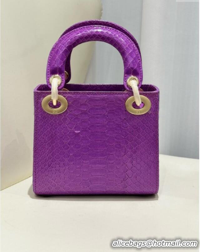 Traditional Specials Dior Mini Lady Dior Bag in Python Leather D123012 Purple/Gold 2024