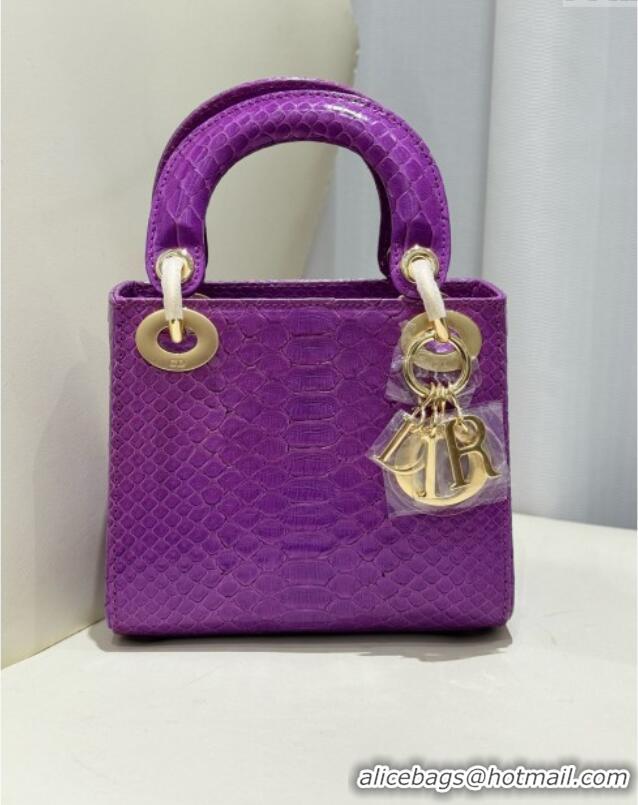 Traditional Specials Dior Mini Lady Dior Bag in Python Leather D123012 Purple/Gold 2024