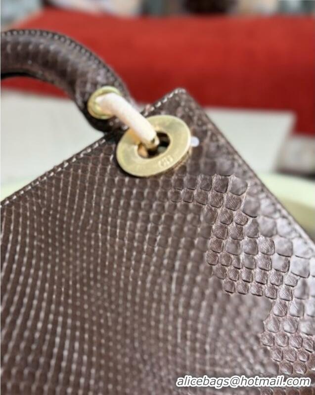 Luxurious Dior Mini Lady Dior Bag in Python Leather D123015 Chocolate Brown 2024