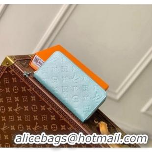 Discount Louis Vuitton Zippy Wallet in Azur Frost Blue Supple Grained Leather M12680 2024 LV Ski Collection