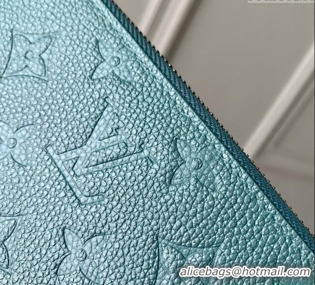 Discount Louis Vuitton Zippy Wallet in Azur Frost Blue Supple Grained Leather M12680 2024 LV Ski Collection