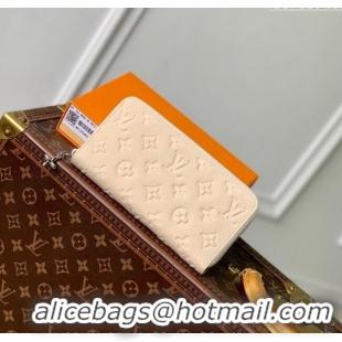 Pretty Style Louis Vuitton Zippy Wallet in Cream Beige Supple Grained Leather M12680 2024 LV Ski Collection