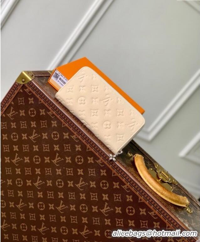 Pretty Style Louis Vuitton Zippy Wallet in Cream Beige Supple Grained Leather M12680 2024 LV Ski Collection