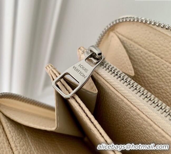 Pretty Style Louis Vuitton Zippy Wallet in Cream Beige Supple Grained Leather M12680 2024 LV Ski Collection