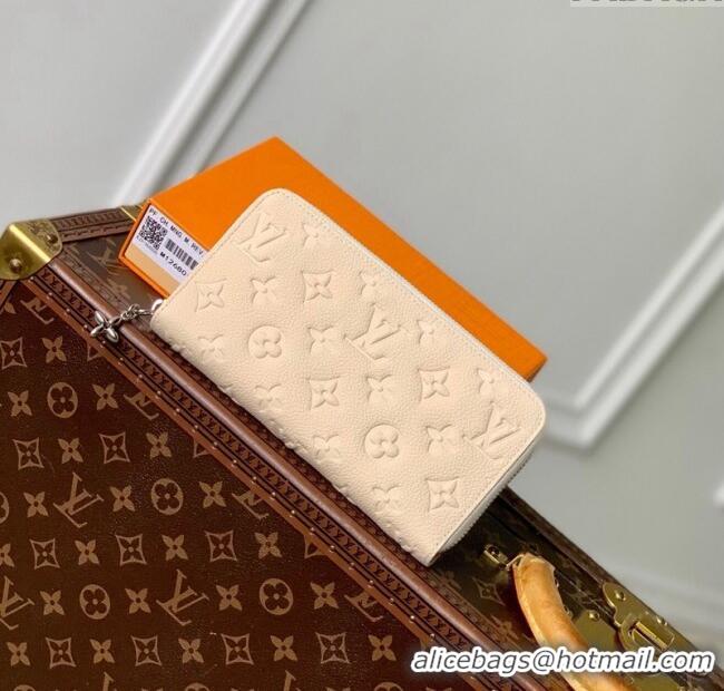 Pretty Style Louis Vuitton Zippy Wallet in Cream Beige Supple Grained Leather M12680 2024 LV Ski Collection