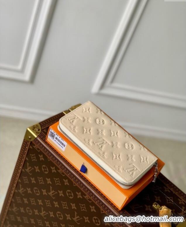 Pretty Style Louis Vuitton Zippy Wallet in Cream Beige Supple Grained Leather M12680 2024 LV Ski Collection