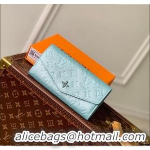 Good Quality Louis Vuitton Sarah Wallet in Azur Frost Blue Supple Grained Leather M12172 2024 LV Ski Collection