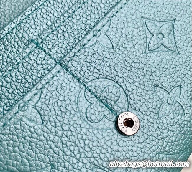 Good Quality Louis Vuitton Sarah Wallet in Azur Frost Blue Supple Grained Leather M12172 2024 LV Ski Collection