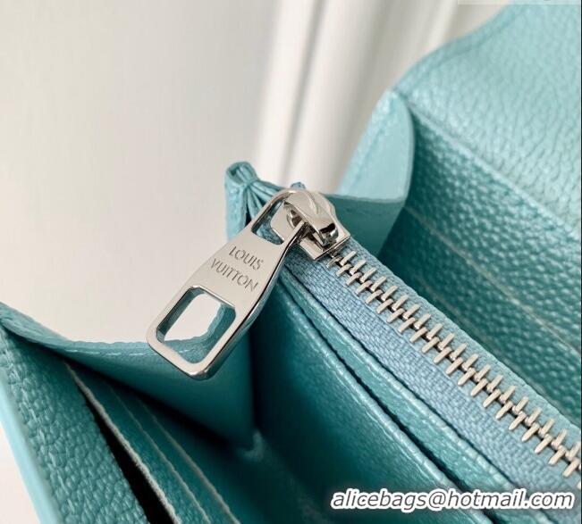 Good Quality Louis Vuitton Sarah Wallet in Azur Frost Blue Supple Grained Leather M12172 2024 LV Ski Collection