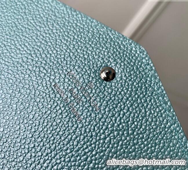 Good Quality Louis Vuitton Sarah Wallet in Azur Frost Blue Supple Grained Leather M12172 2024 LV Ski Collection