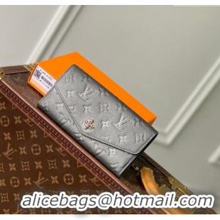 Top Grade Louis Vuitton Sarah Wallet in Gunmetal Black Supple Grained Leather M12172 2024 LV Ski Collection