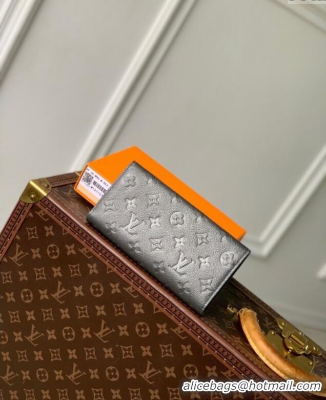 Top Grade Louis Vuitton Sarah Wallet in Gunmetal Black Supple Grained Leather M12172 2024 LV Ski Collection