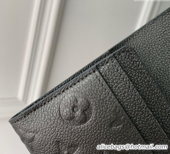 Top Grade Louis Vuitton Sarah Wallet in Gunmetal Black Supple Grained Leather M12172 2024 LV Ski Collection