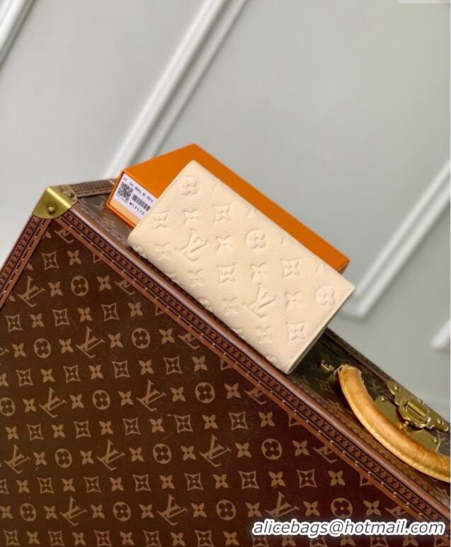 Well Crafted Louis Vuitton Sarah Wallet in Cream Beige Supple Grained Leather M12172 2024 LV Ski Collection