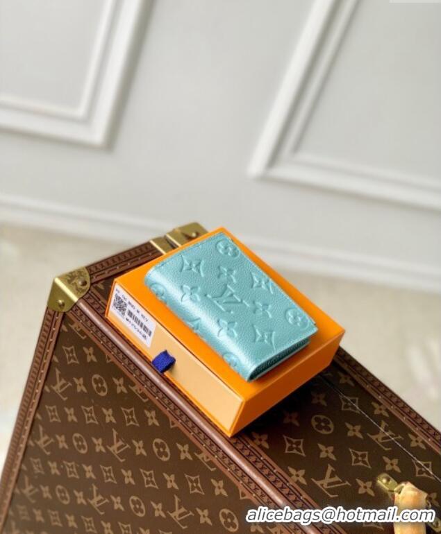 Good Product Louis Vuitton Lisa Wallet in Azur Frost Blue Supple Grained Leather M12536 2024 LV Ski Collection