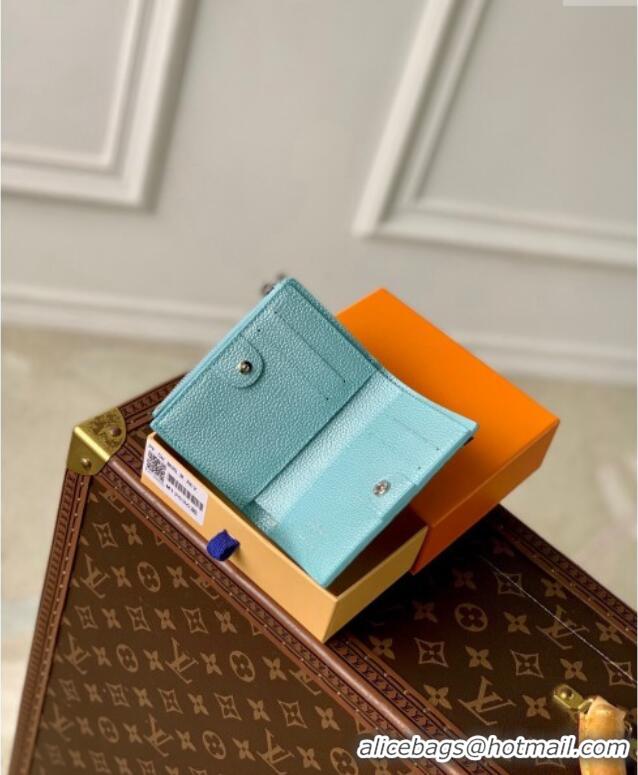 Good Product Louis Vuitton Lisa Wallet in Azur Frost Blue Supple Grained Leather M12536 2024 LV Ski Collection