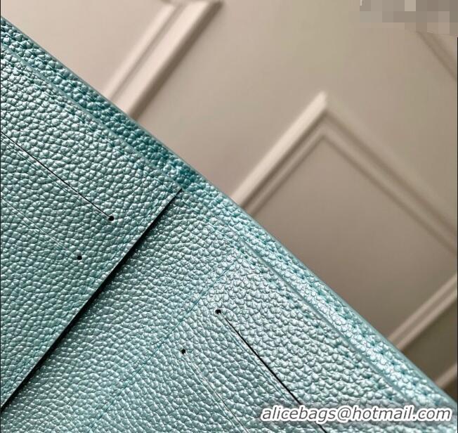 Good Product Louis Vuitton Lisa Wallet in Azur Frost Blue Supple Grained Leather M12536 2024 LV Ski Collection