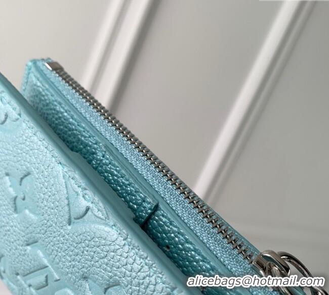 Good Product Louis Vuitton Lisa Wallet in Azur Frost Blue Supple Grained Leather M12536 2024 LV Ski Collection