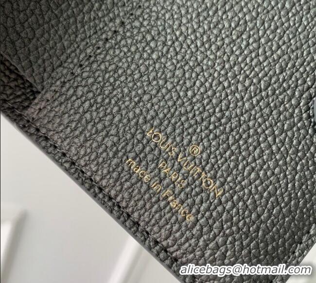 Pretty Style Louis Vuitton Lisa Wallet in Gunmetal Black Supple Grained Leather M12536 2024 LV Ski Collection