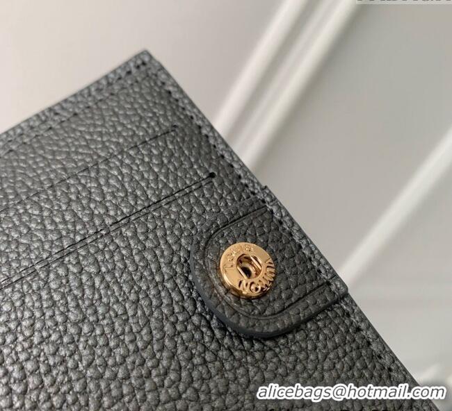 Pretty Style Louis Vuitton Lisa Wallet in Gunmetal Black Supple Grained Leather M12536 2024 LV Ski Collection