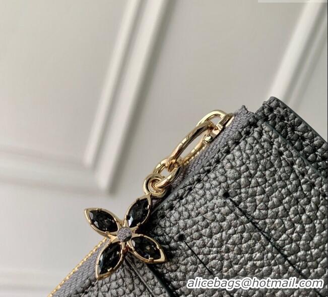 Pretty Style Louis Vuitton Lisa Wallet in Gunmetal Black Supple Grained Leather M12536 2024 LV Ski Collection