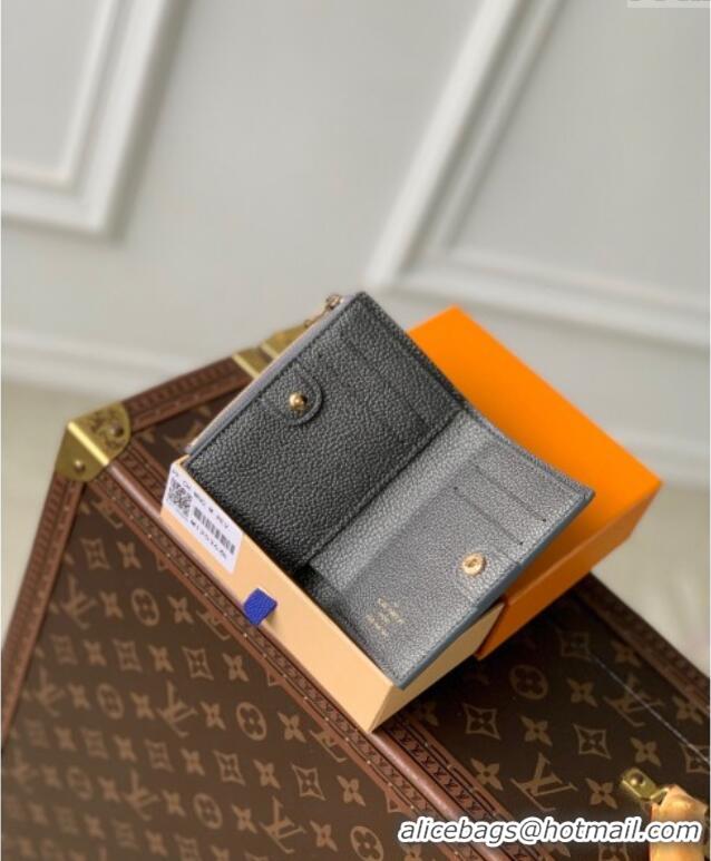 Pretty Style Louis Vuitton Lisa Wallet in Gunmetal Black Supple Grained Leather M12536 2024 LV Ski Collection