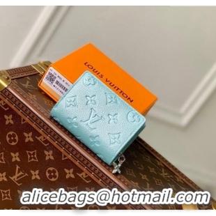 Good Quality Louis Vuitton Cléa Wallet in Azur Frost Blue Supple Grained Leather M12188 2024 LV Ski Collection