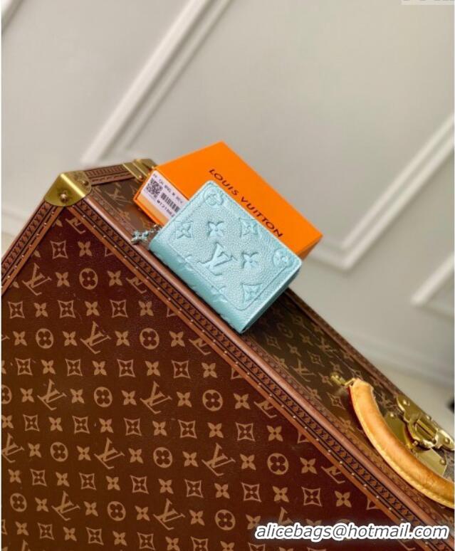 Good Quality Louis Vuitton Cléa Wallet in Azur Frost Blue Supple Grained Leather M12188 2024 LV Ski Collection