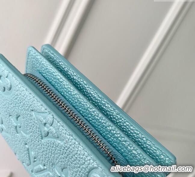 Good Quality Louis Vuitton Cléa Wallet in Azur Frost Blue Supple Grained Leather M12188 2024 LV Ski Collection