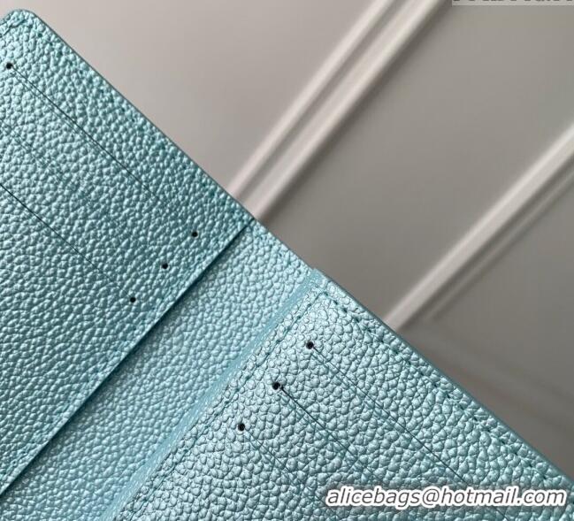 Good Quality Louis Vuitton Cléa Wallet in Azur Frost Blue Supple Grained Leather M12188 2024 LV Ski Collection