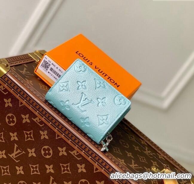 Good Quality Louis Vuitton Cléa Wallet in Azur Frost Blue Supple Grained Leather M12188 2024 LV Ski Collection