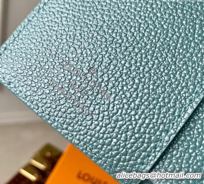 Good Quality Louis Vuitton Cléa Wallet in Azur Frost Blue Supple Grained Leather M12188 2024 LV Ski Collection