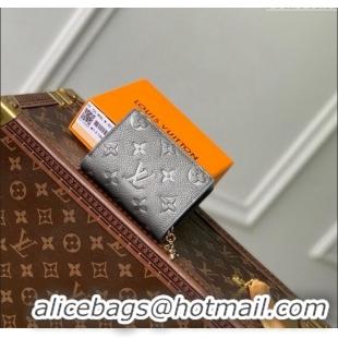 Top Grade Louis Vuitton Cléa Wallet in Gunmetal Black Supple Grained Leather M12188 2024 LV Ski Collection