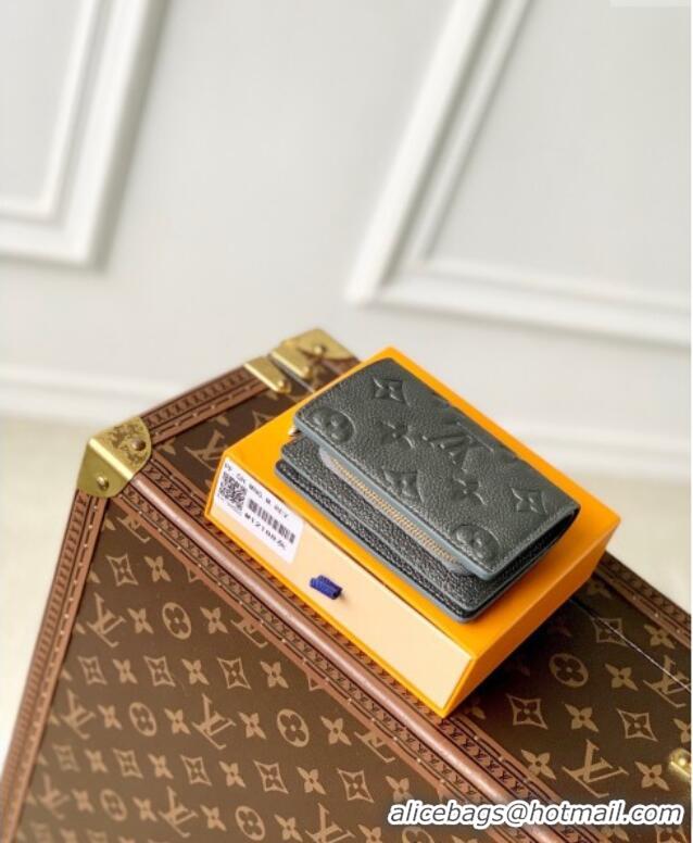 Top Grade Louis Vuitton Cléa Wallet in Gunmetal Black Supple Grained Leather M12188 2024 LV Ski Collection