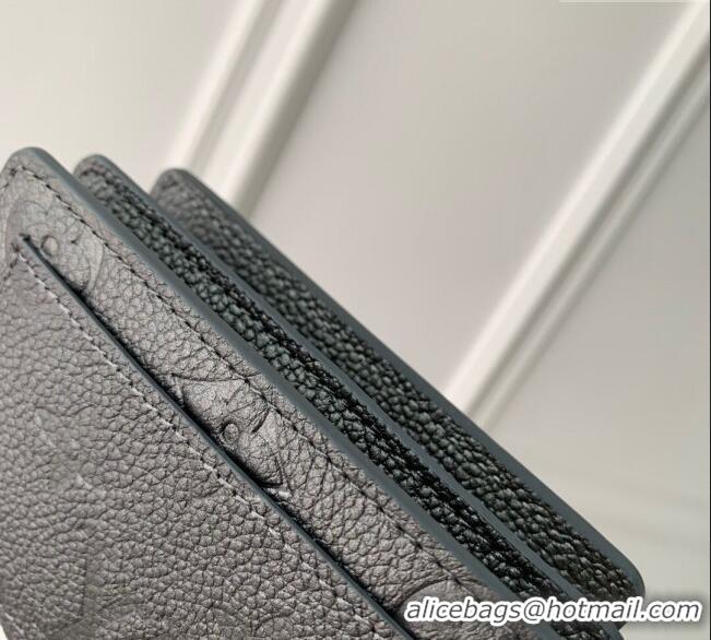 Top Grade Louis Vuitton Cléa Wallet in Gunmetal Black Supple Grained Leather M12188 2024 LV Ski Collection